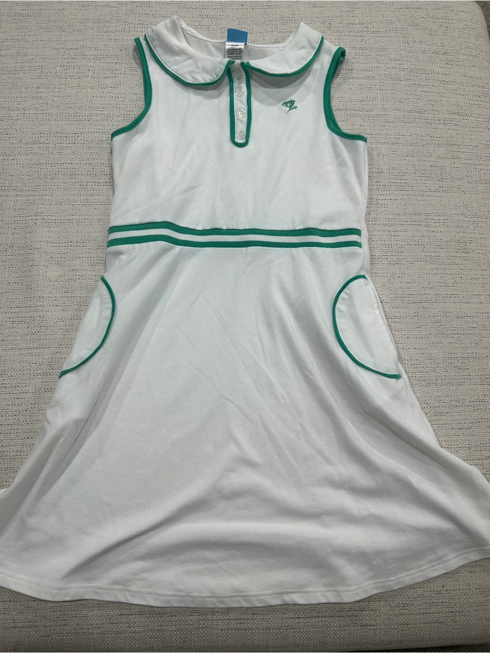 Draper James White Polo Dress with Green Piping